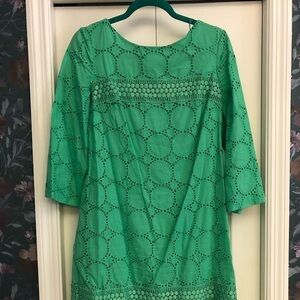 London Times Green Eyelet Dress
